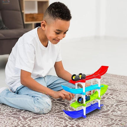 4-Level Racing Ramp with 4 Mini Cars – Engaging+Learning in One!