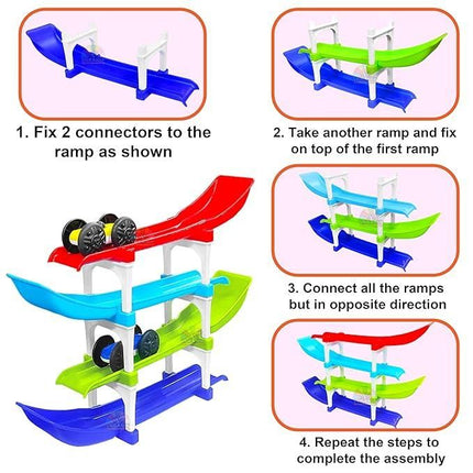 4-Level Racing Ramp with 4 Mini Cars – Engaging+Learning in One!