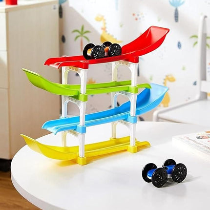 4-Level Racing Ramp with 4 Mini Cars – Engaging+Learning in One!